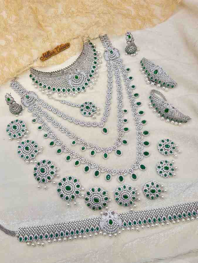 AD Silver Wedding Jewellery For Bridal By Million Colours