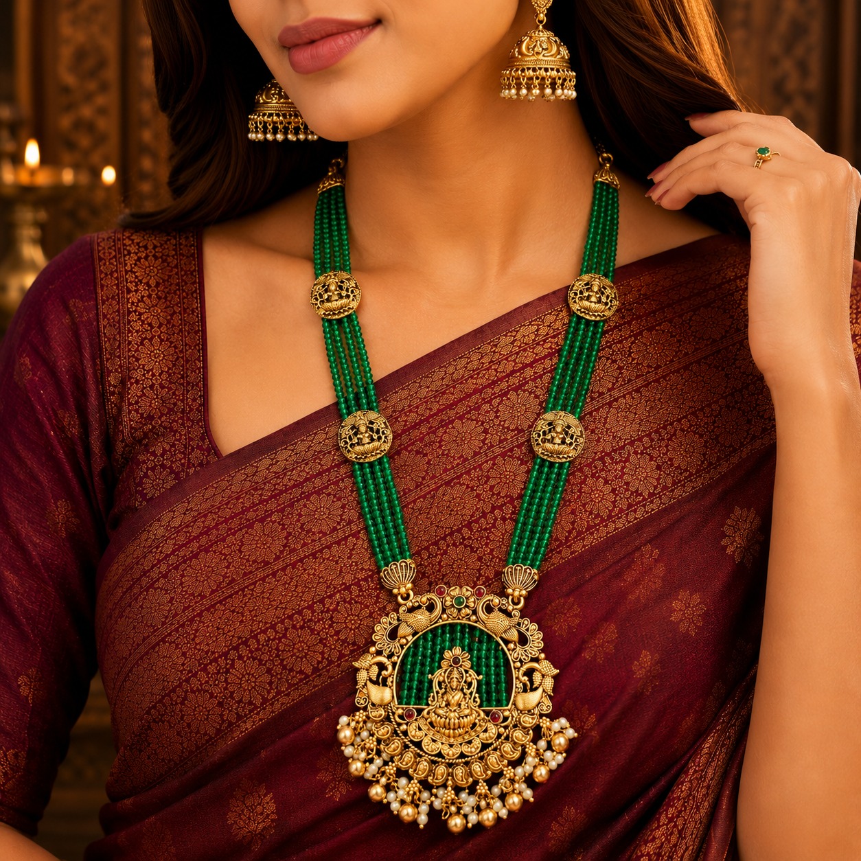Antique Haram With Earrings By Million Colours