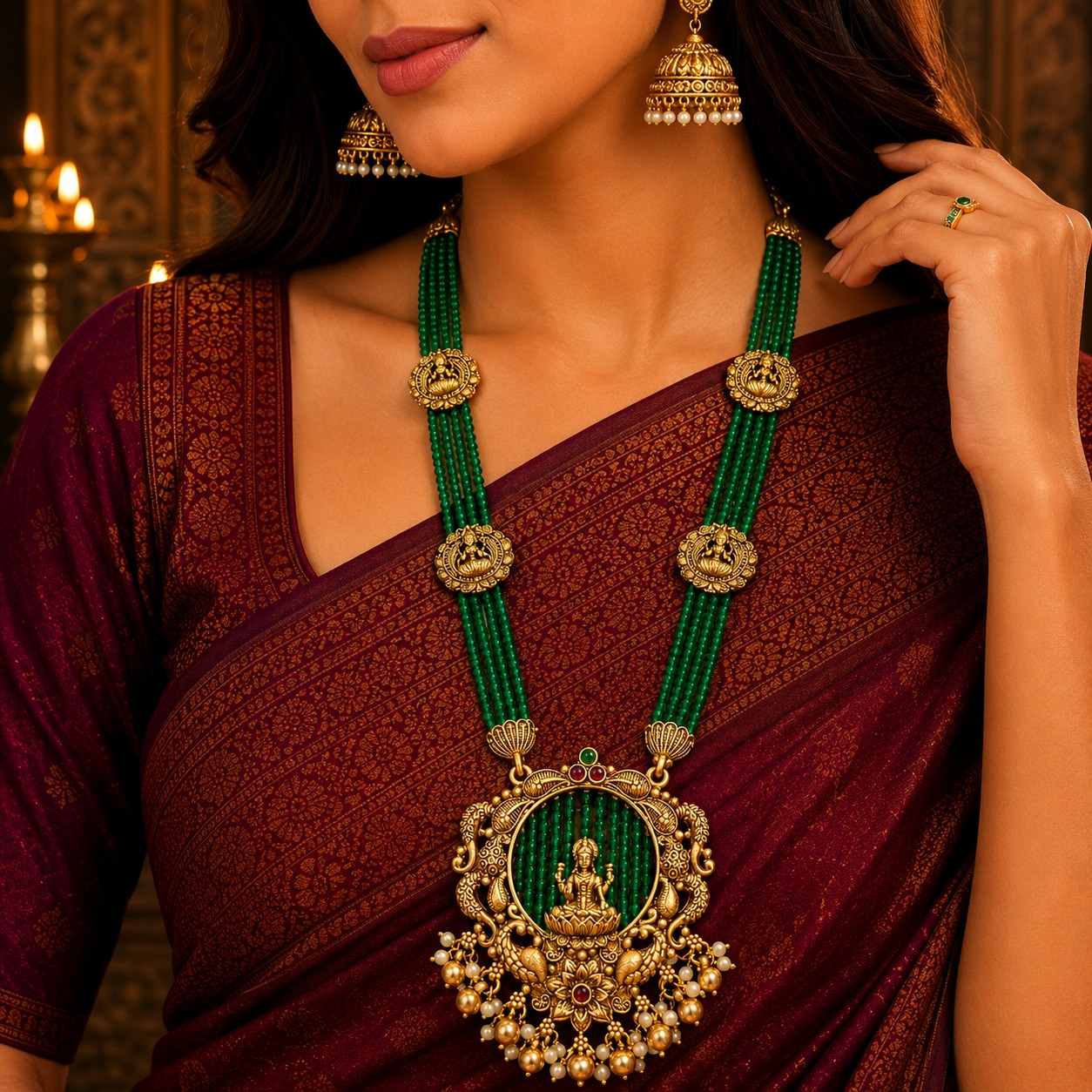 Antique Haram With Earrings By Million Colours