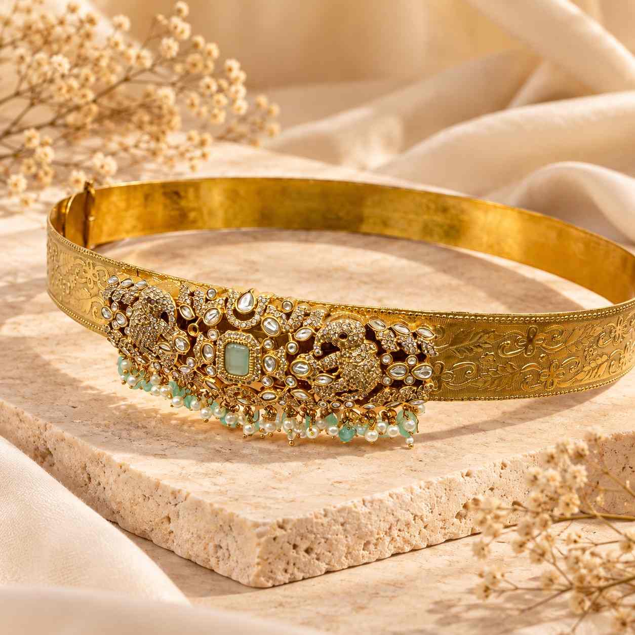 Victoria Gold-Plated Bridal Hip Belt with Stonework By Million Colours
