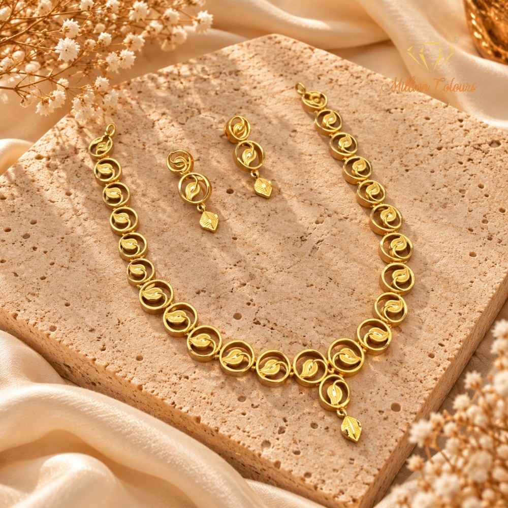 Elegant Spiral Design 1 Gram Gold-Plated Necklace Set with Matching Earrings By Million Colours