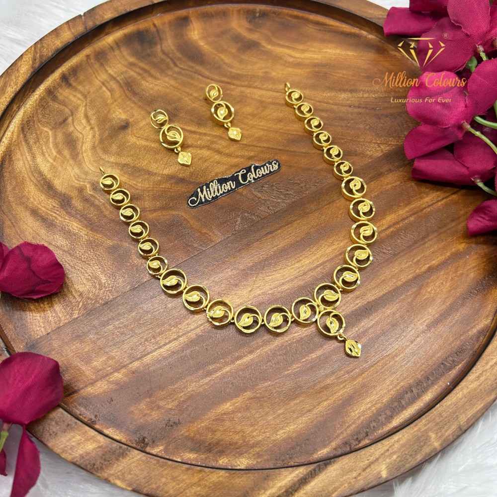 Elegant Spiral Design 1 Gram Gold-Plated Necklace Set with Matching Earrings By Million Colours