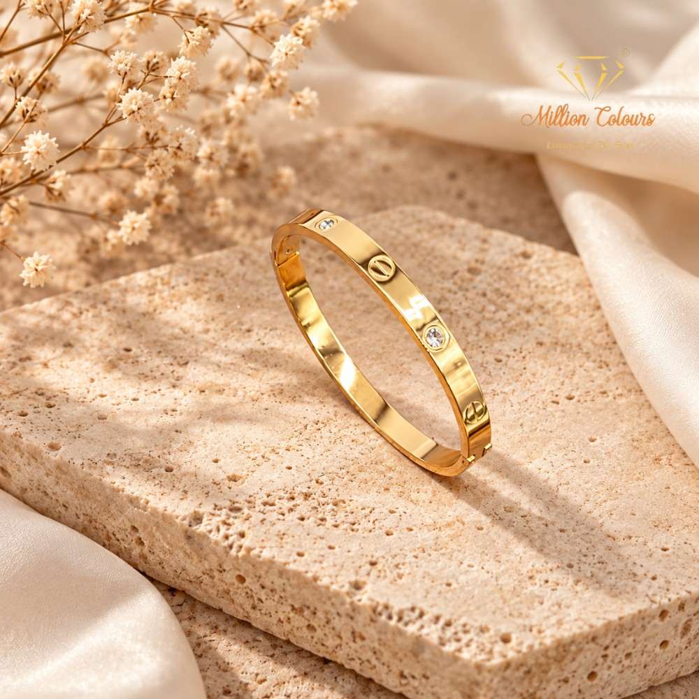 Elegant Gold-Tone Crystal Studded Bracelet By Million Colours