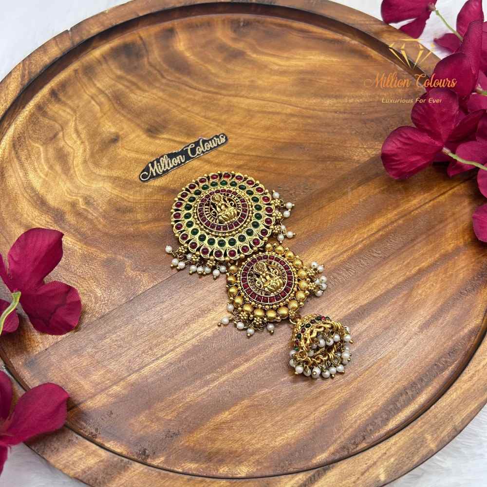 Traditional Gold-Tone Back Jada Set with Ruby & Green Stone Detailing By Million Colours