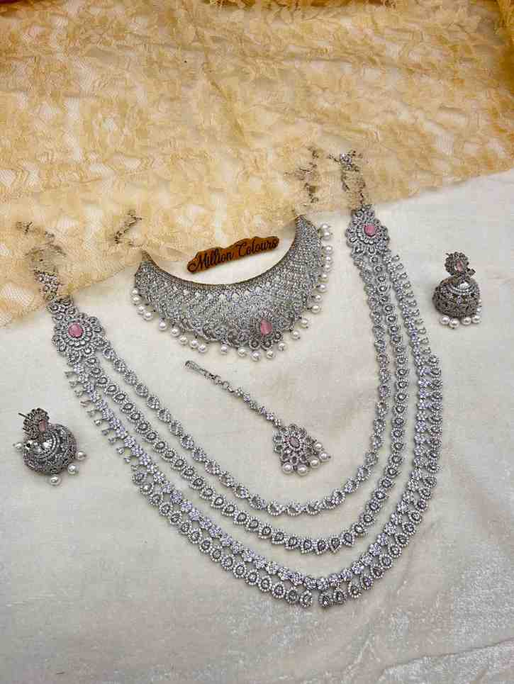 AD Silver Wedding Jewellery For Bridal By Million Colours