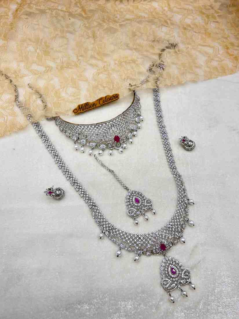 AD Silver Wedding Jewellery For Bridal By Million Colours