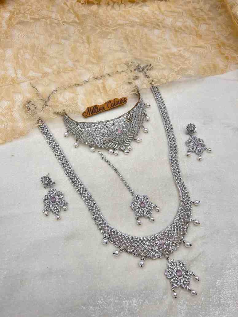 AD Silver Wedding Jewellery For Bridal By Million Colours