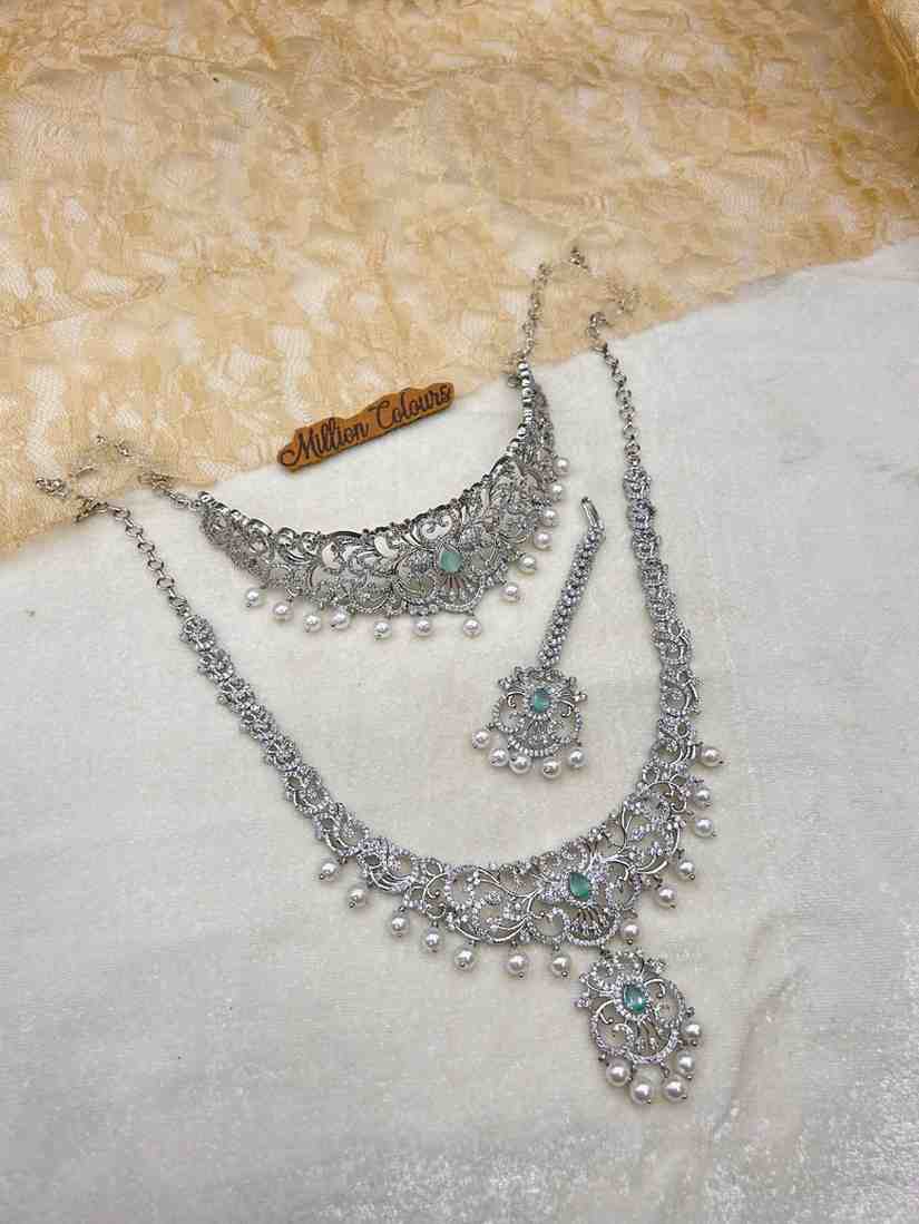 AD Silver Wedding Jewellery For Bridal By Million Colours
