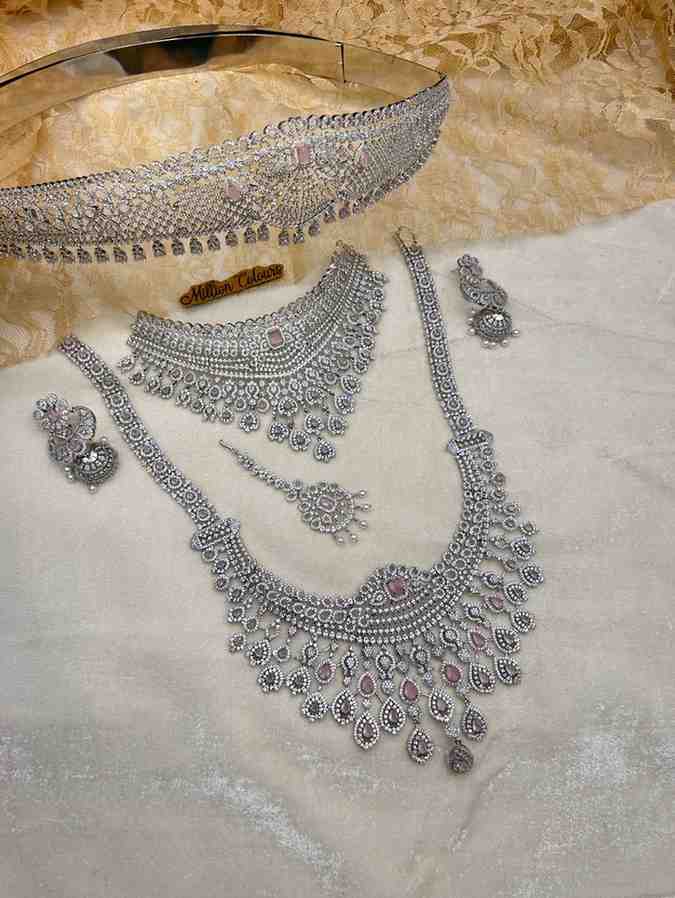 AD Silver Wedding Jewellery For Bridal By Million Colours