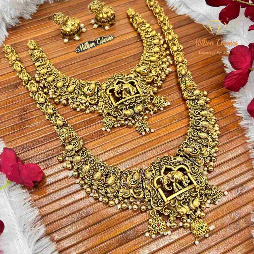 Antique Elephant Temple Jewellery Combo Set By Million Colours