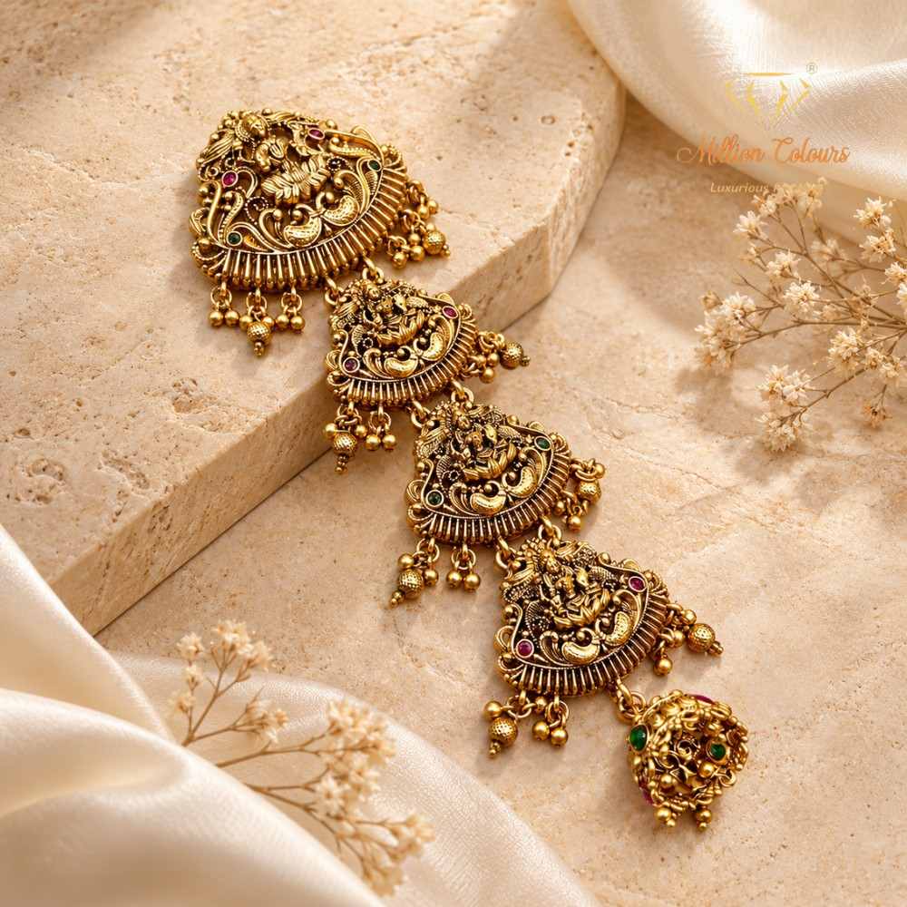 Antique Gold-Tone Temple Design Back Jada Set By Million Colours