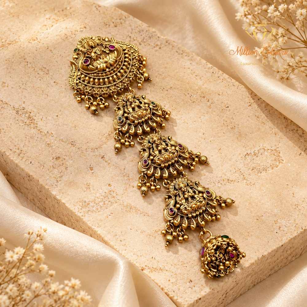 Antique Gold-Tone Temple Design Back Jada Set By Million Colours