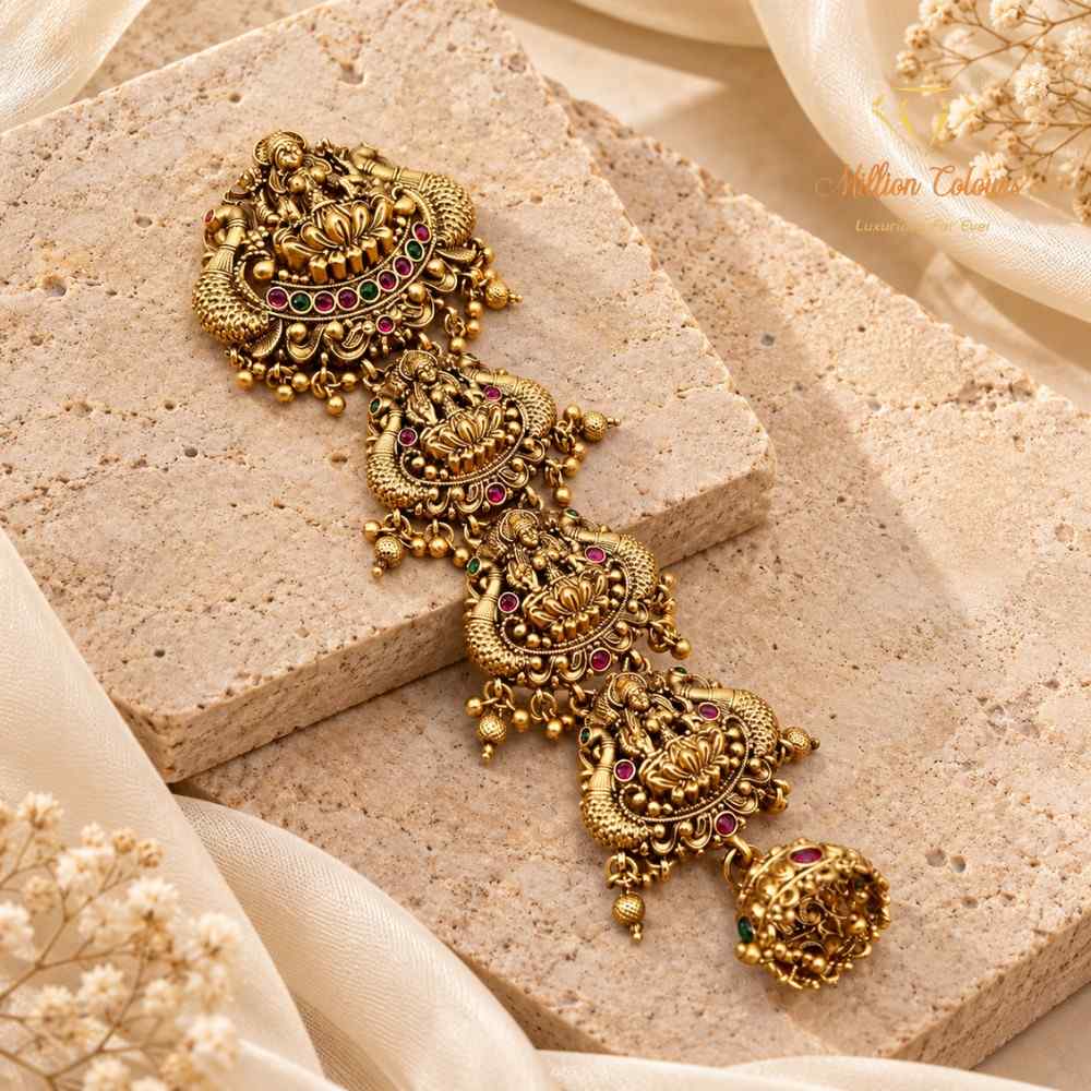 Antique Gold-Tone Temple Design Back Jada Set By Million Colours