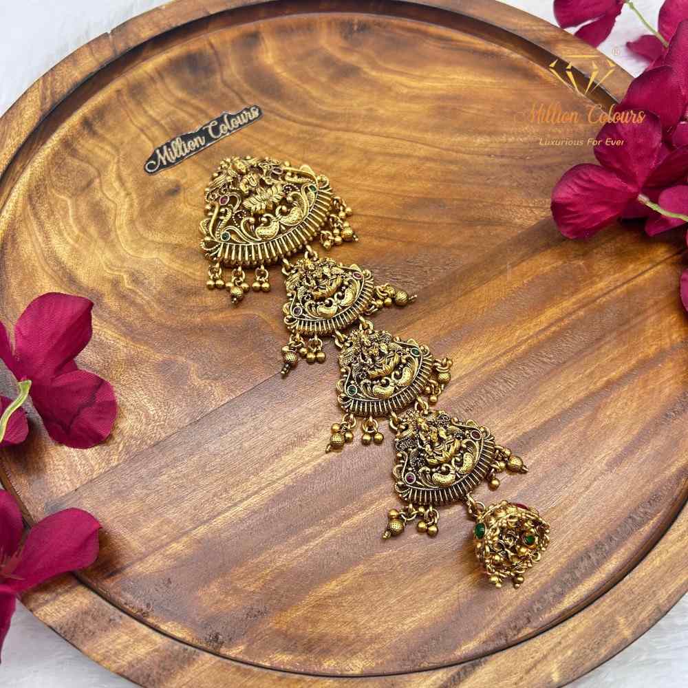 Antique Gold-Tone Temple Design Back Jada Set By Million Colours