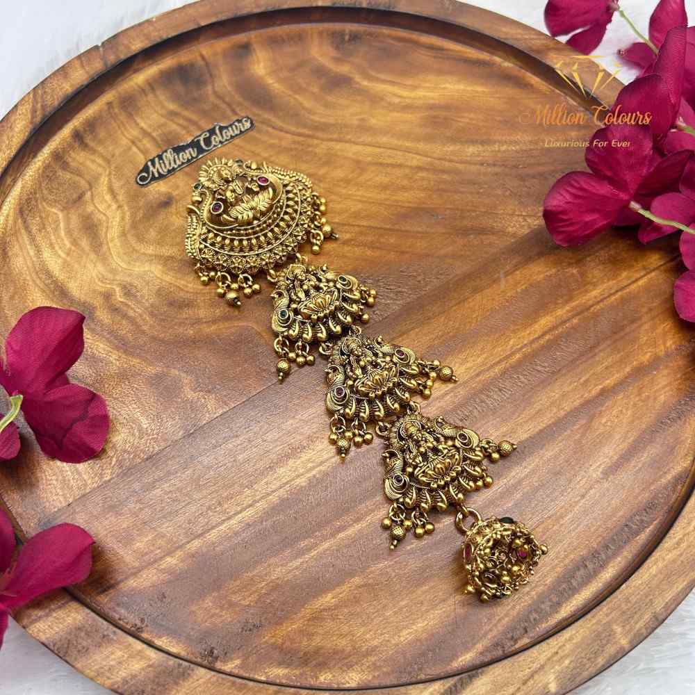 Antique Gold-Tone Temple Design Back Jada Set By Million Colours