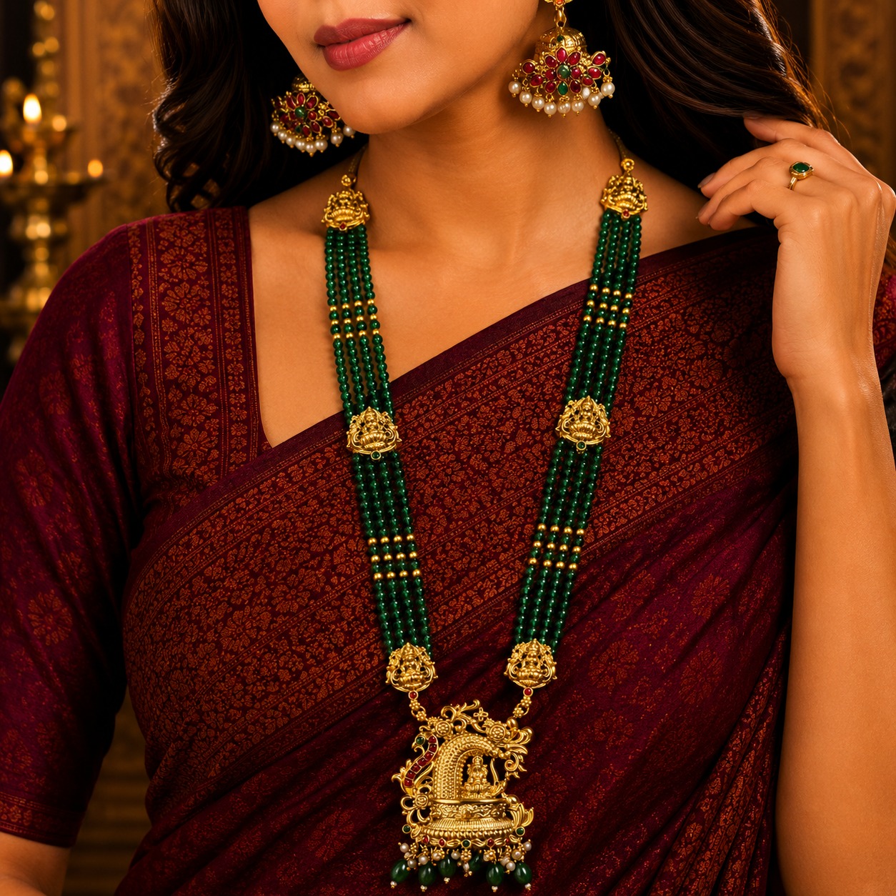 Antique Haram With Earrings By Million Colours