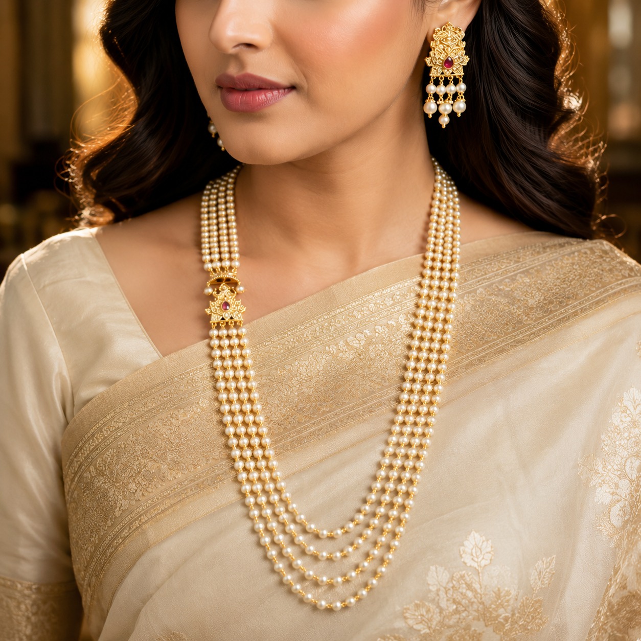 Antique Haram With Earrings By Million Colours