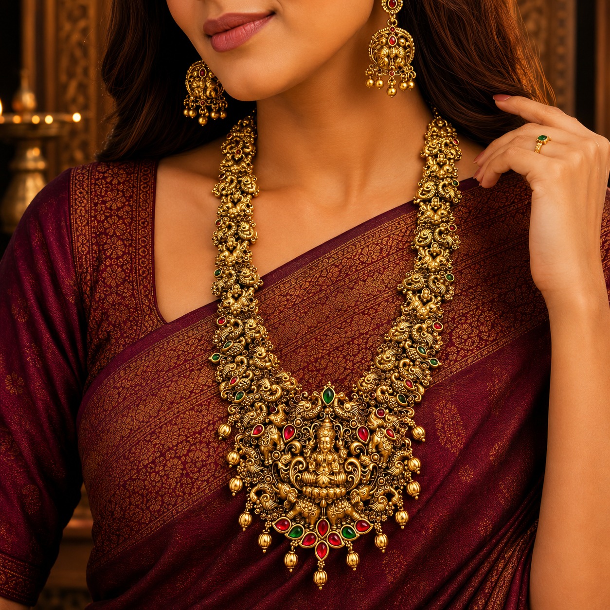 Antique Haram With Earrings By Million Colours