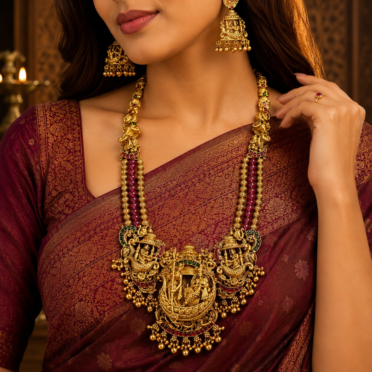 Antique Haram With Earrings By Million Colours