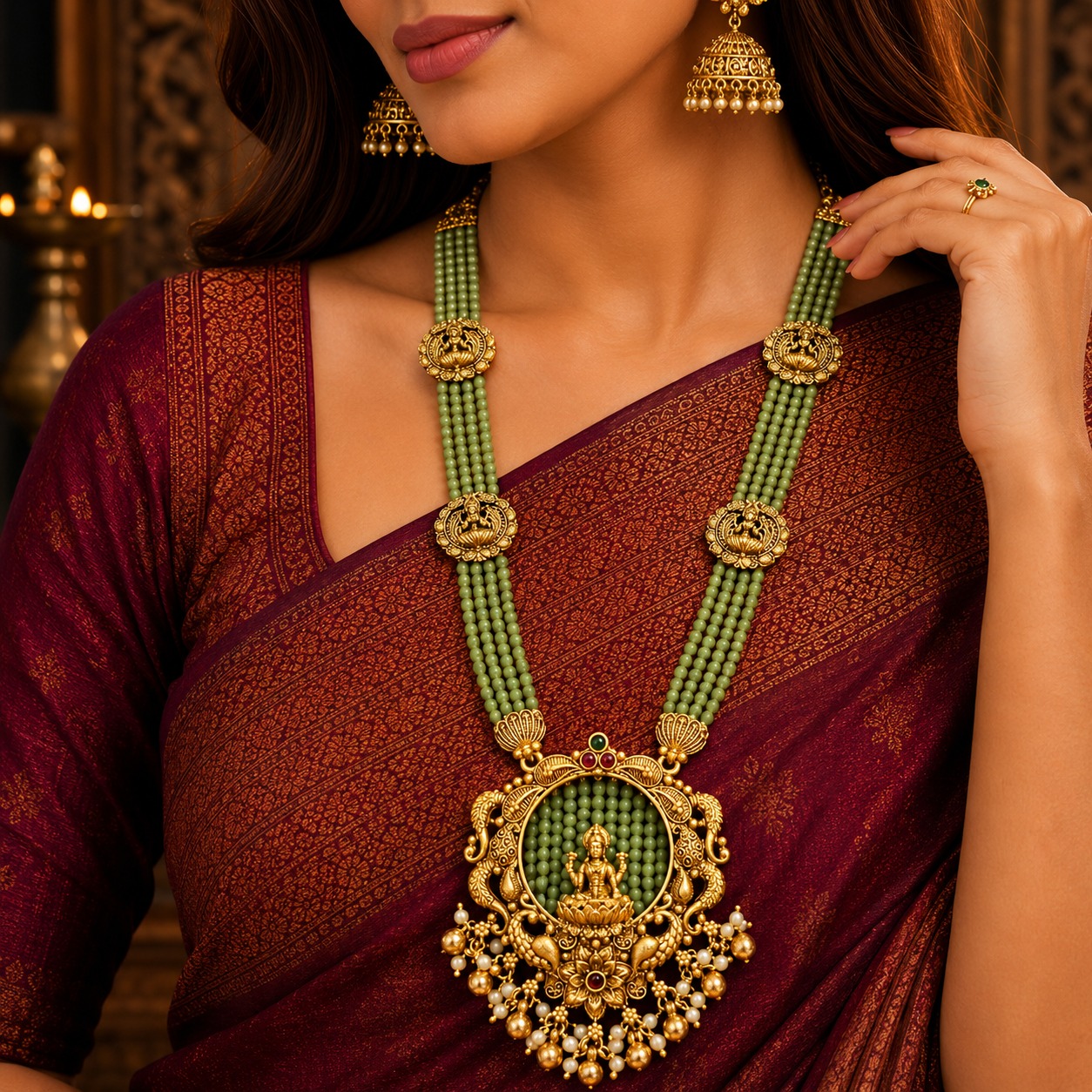 Antique Haram With Earrings By Million Colours