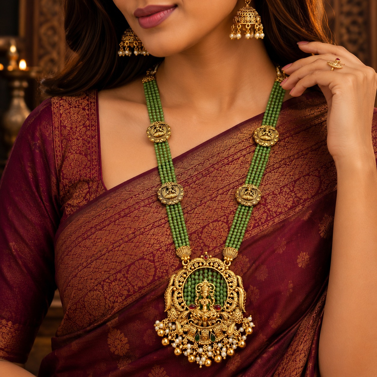 Antique Haram With Earrings By Million Colours