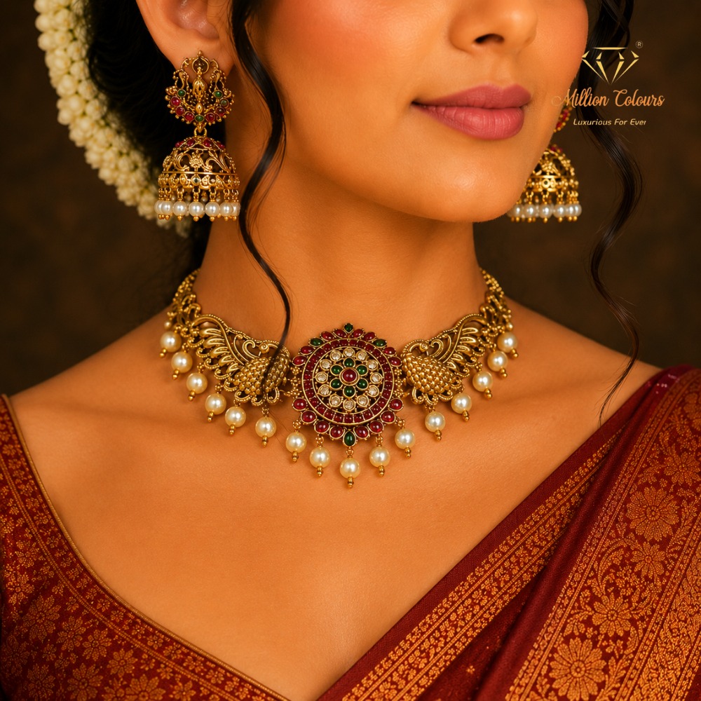 Antique Necklace With Earrings By Million Colours