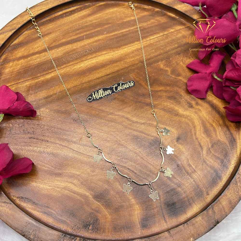 Elegant Korean Chain Butterfly Charm Necklace By Million Colours