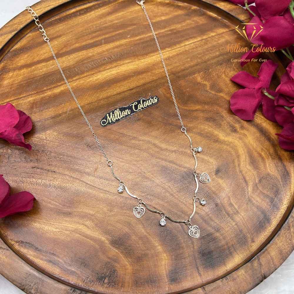 Elegant Korean Chain Heart Charm Necklace By Million Colours