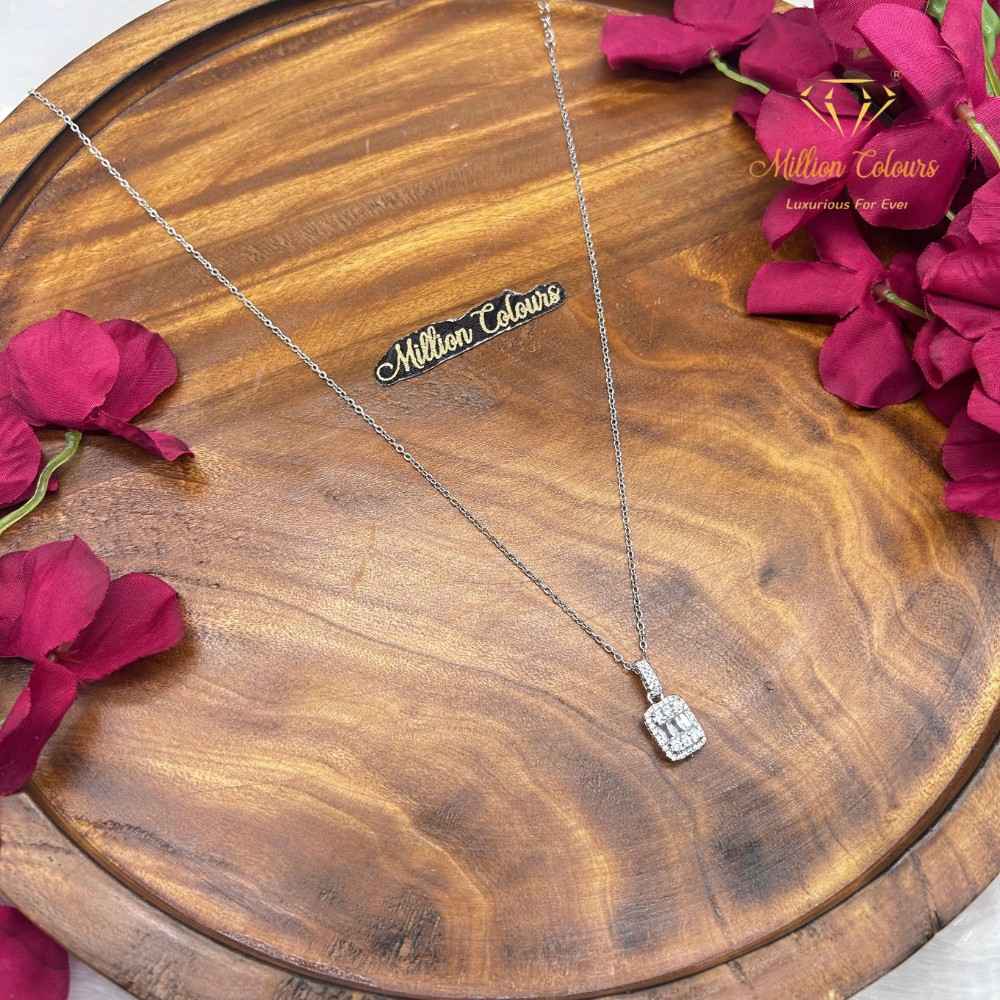 Elegant Korean Chain Rectangular Crystal Pendant Necklace By Million Colours