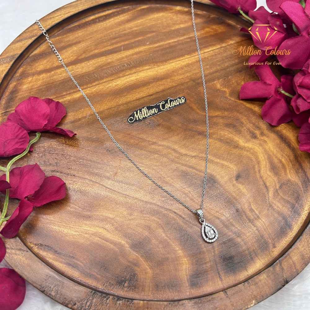 Elegant Korean Chain Rectangular Crystal Pendant Necklace By Million Colours
