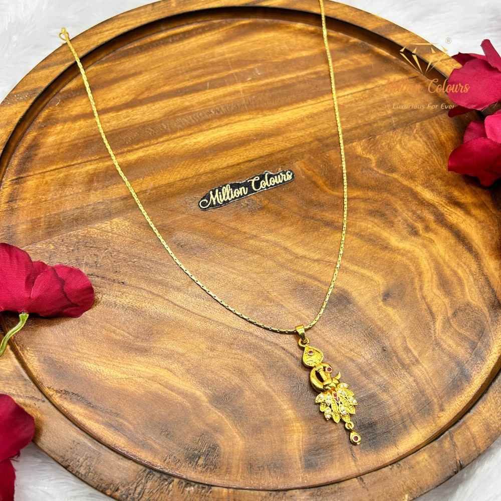 Elegant Peacock Design Gold Dollar Chain – Premium Traditional Jewellery By Million Colours