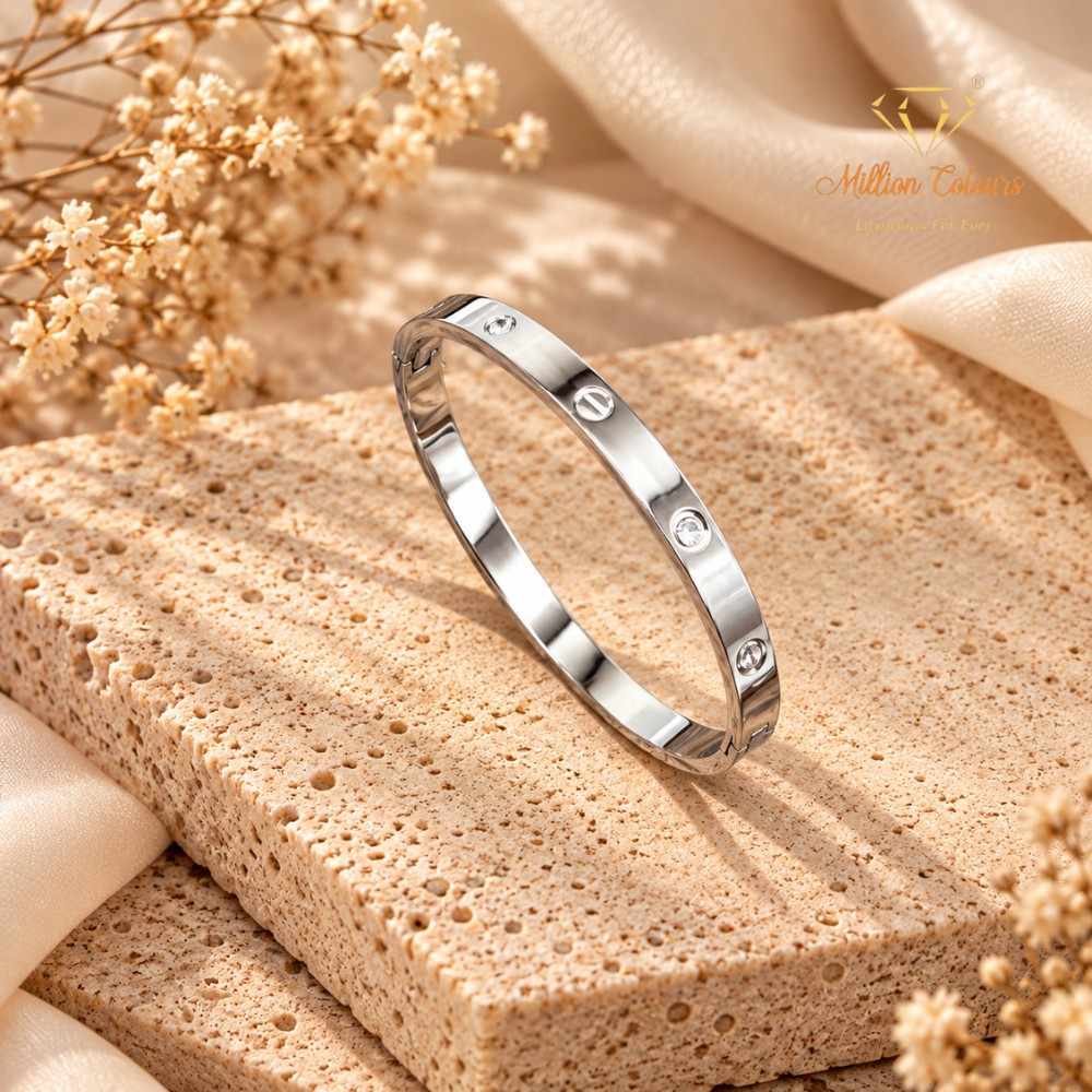 Elegant Silver-Tone Crystal Studded Bracelet By Million Colours