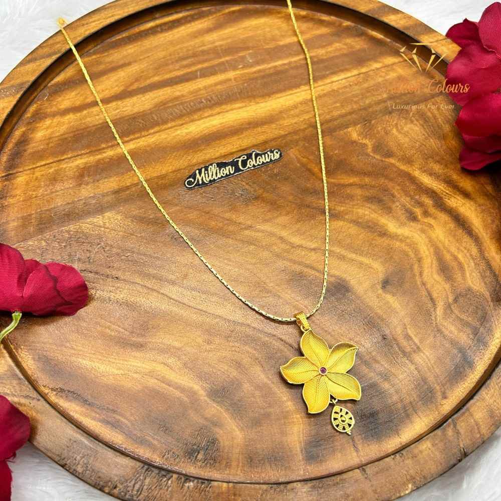 Floral Gold Dollar Chain with Elegant Pendant – Premium Jewellery By Million Colours