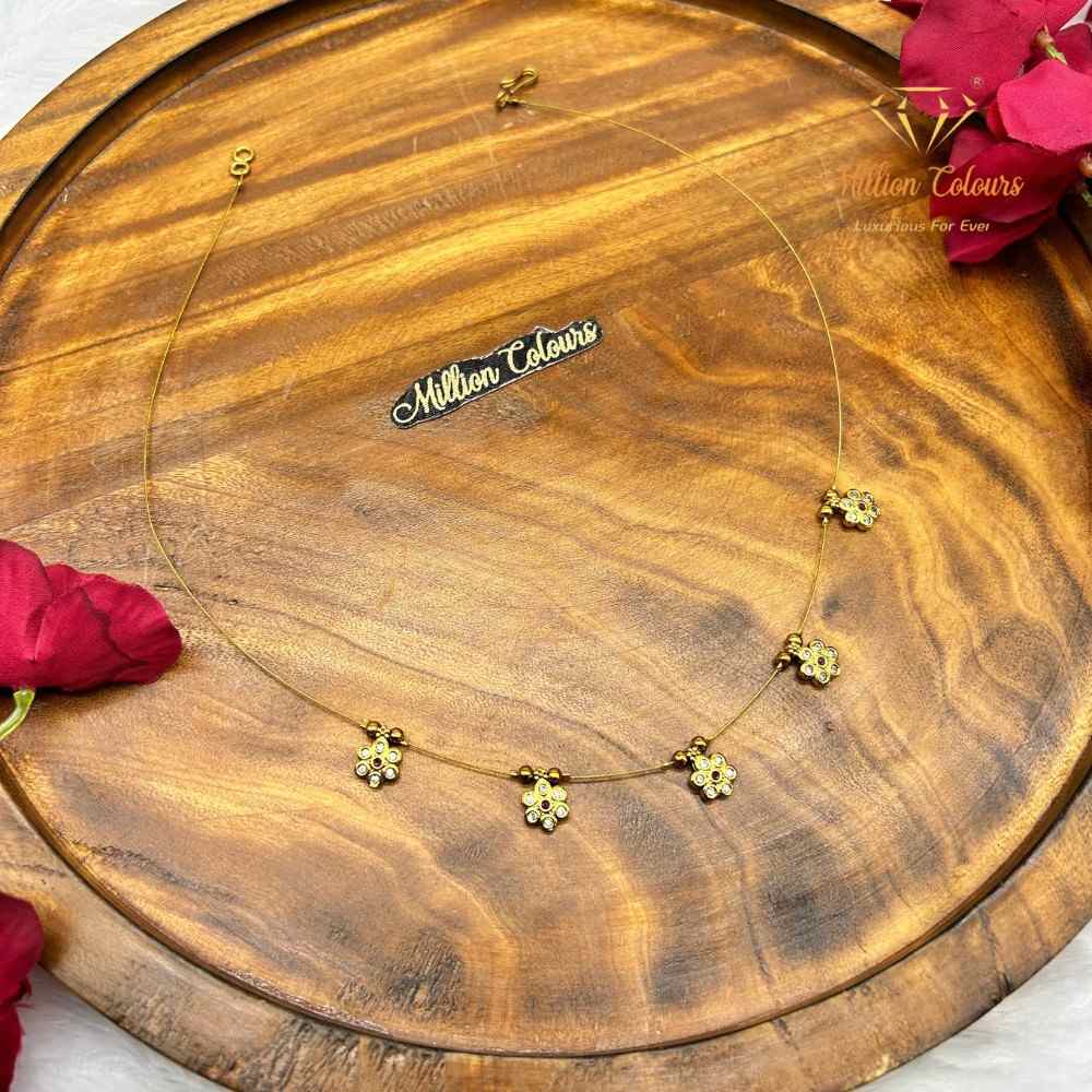 Invincible Floral CZ Chain Necklace By Million Colours