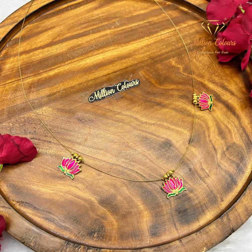 Invincible Lotus Charm Chain Necklace By Million Colours