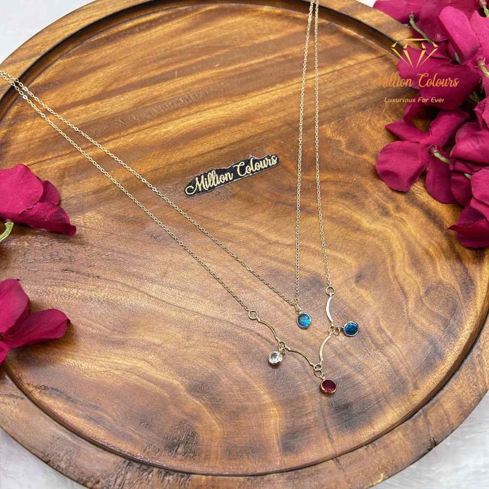 legant Korean Chain Multicolor Round Stone Necklace By Million Colours