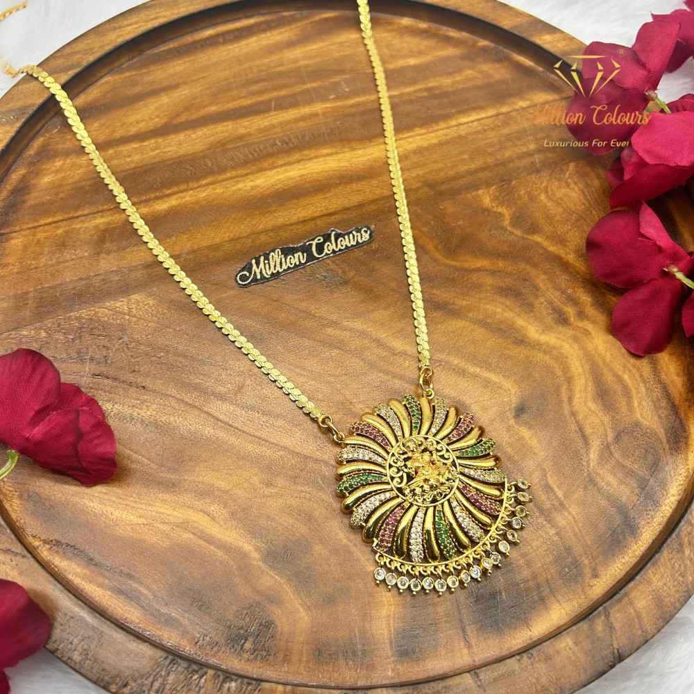 Peacock Design Multicolor Gold Dollar Chain – Premium Designer Jewellery By Million Colours