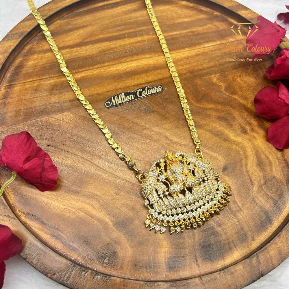 Premium Stone-Studded Goddess Dollar Chain – Elegant Gold Jewellery By Million Colours