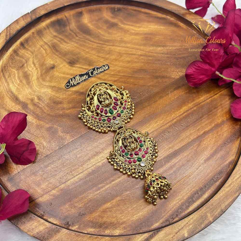 Traditional Gold-Tone Back Jada Set with Ruby & Green Stone Detailing By Million Colours