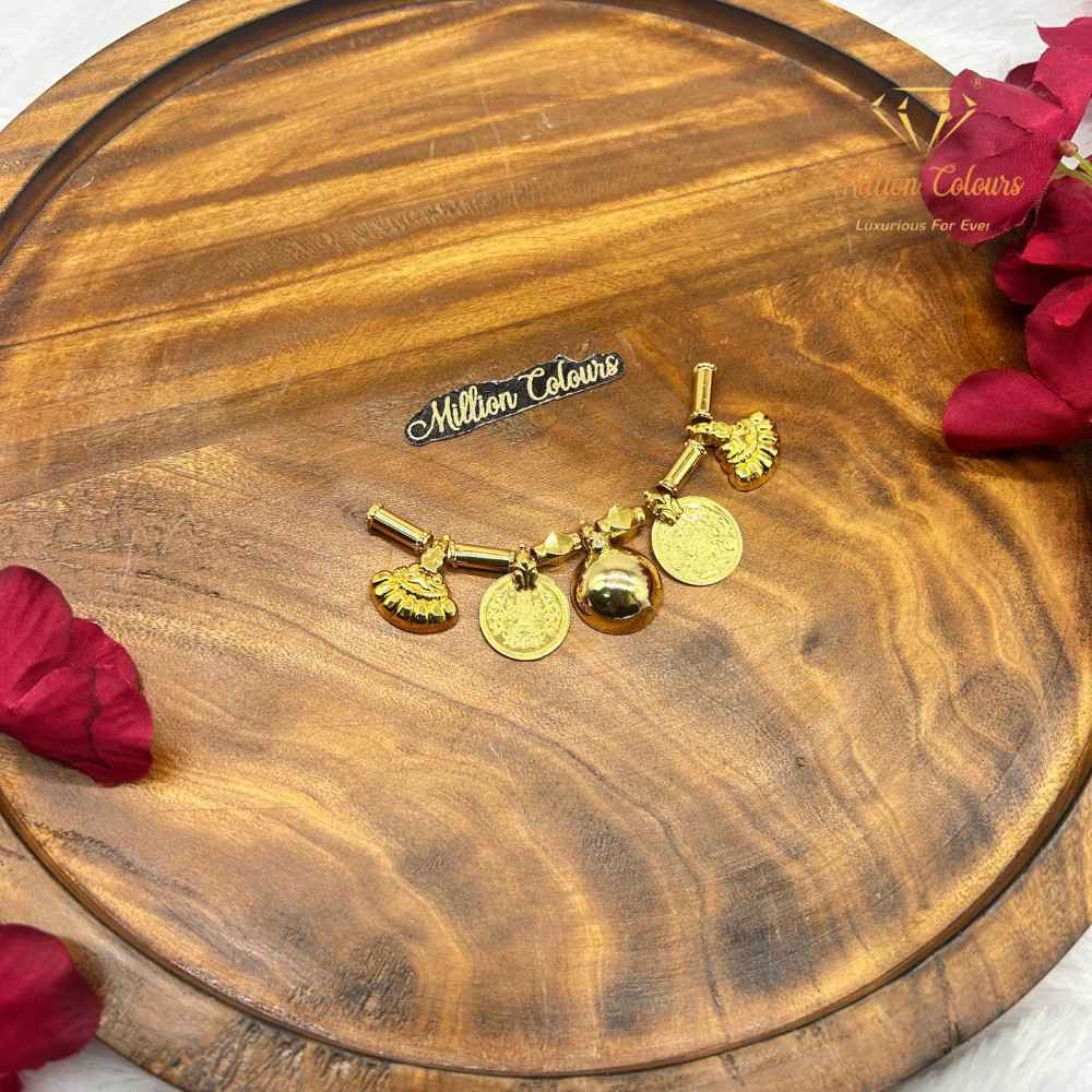 Traditional Gold-Tone Thali Set with Coin & Floral Charms By Million Colours