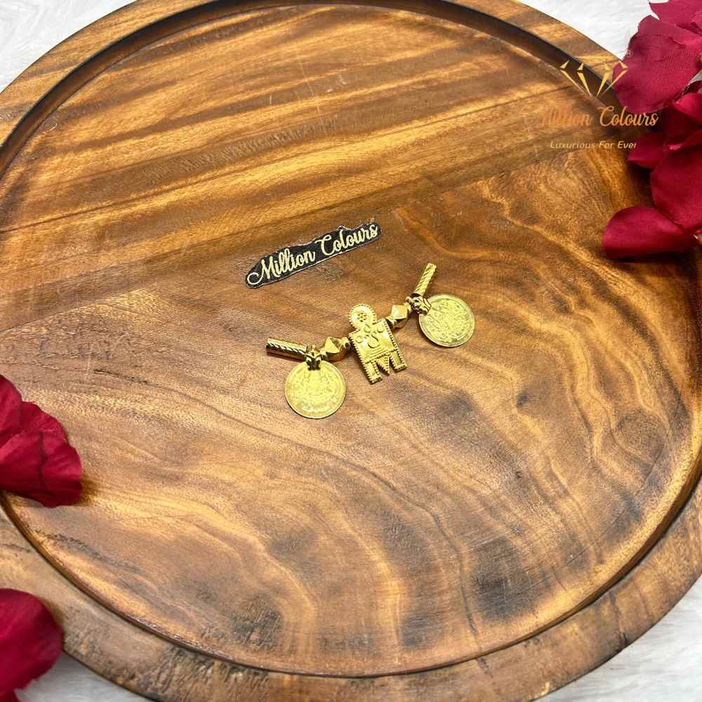 Traditional Gold-Tone Thali Set with Rectangular Pendant & Coin Charms By Million Colours