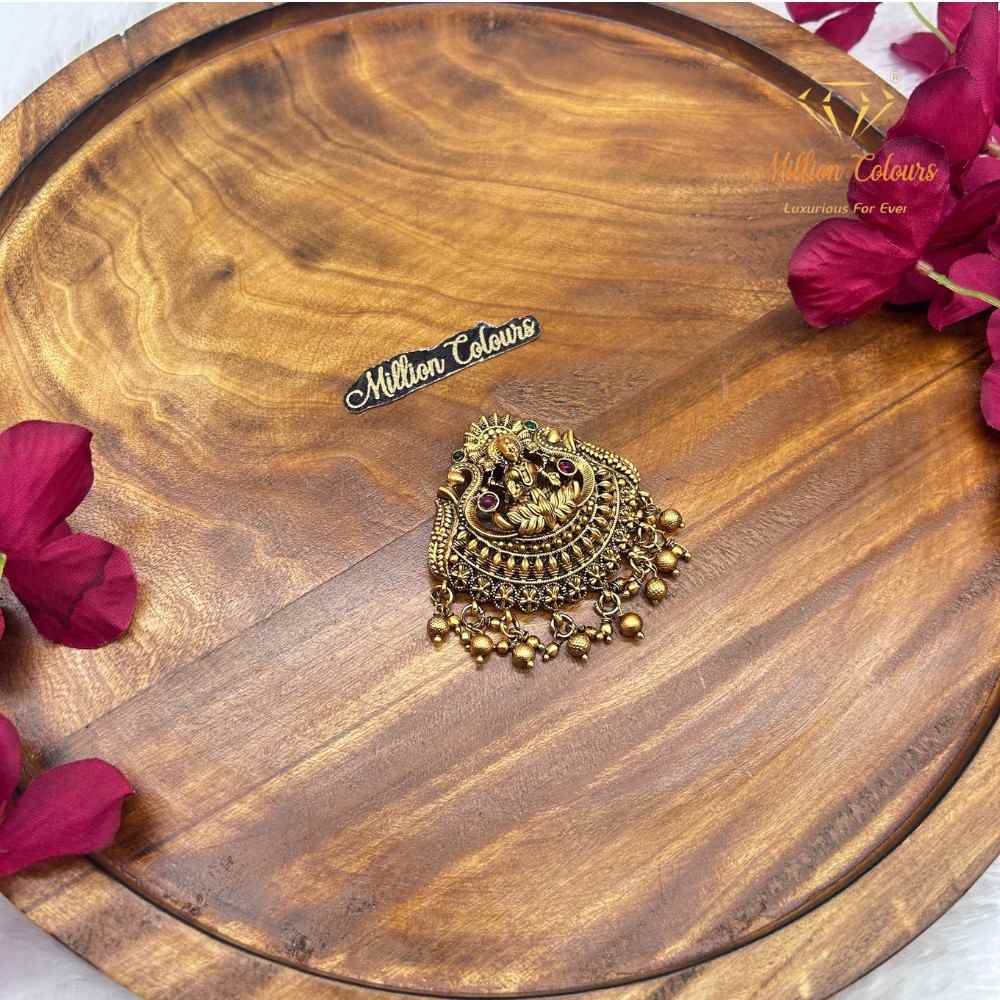 Traditional Lakshmi Back Jada Bella with Antique Gold Temple Design By Million Colours