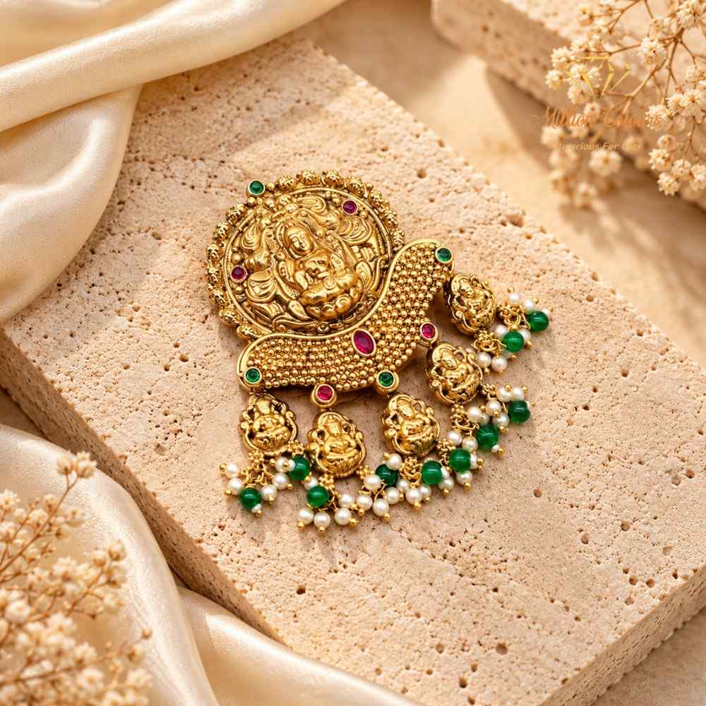 Traditional Lakshmi Back Jada Bella with Antique Gold Temple Design By Million Colours