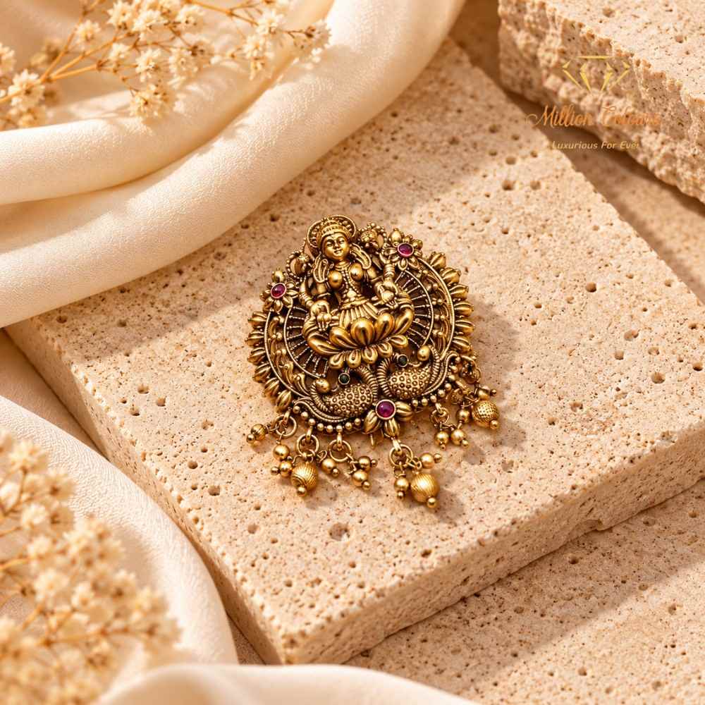 Traditional Lakshmi Back Jada Bella with Antique Gold Temple Design By Million Colours