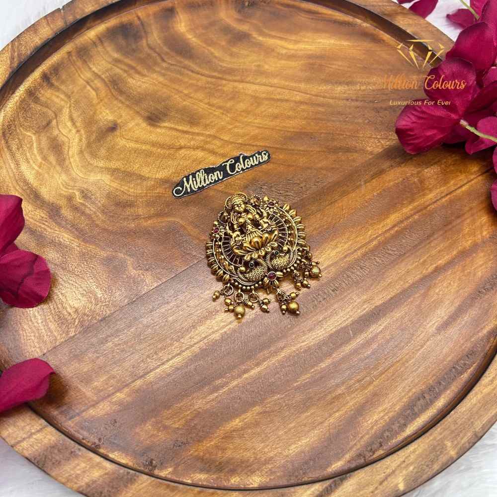 Traditional Lakshmi Back Jada Bella with Antique Gold Temple Design By Million Colours