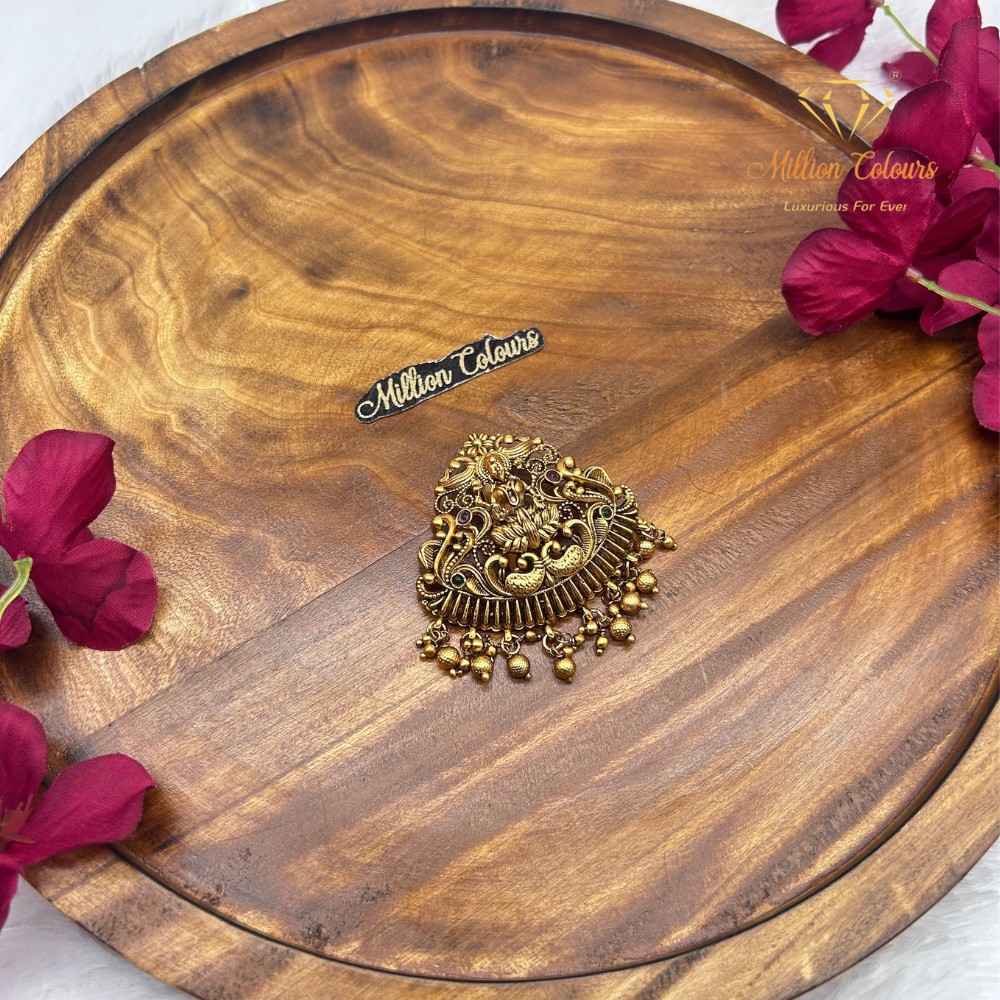 Traditional Lakshmi Back Jada Bella with Antique Gold Temple Design By Million Colours