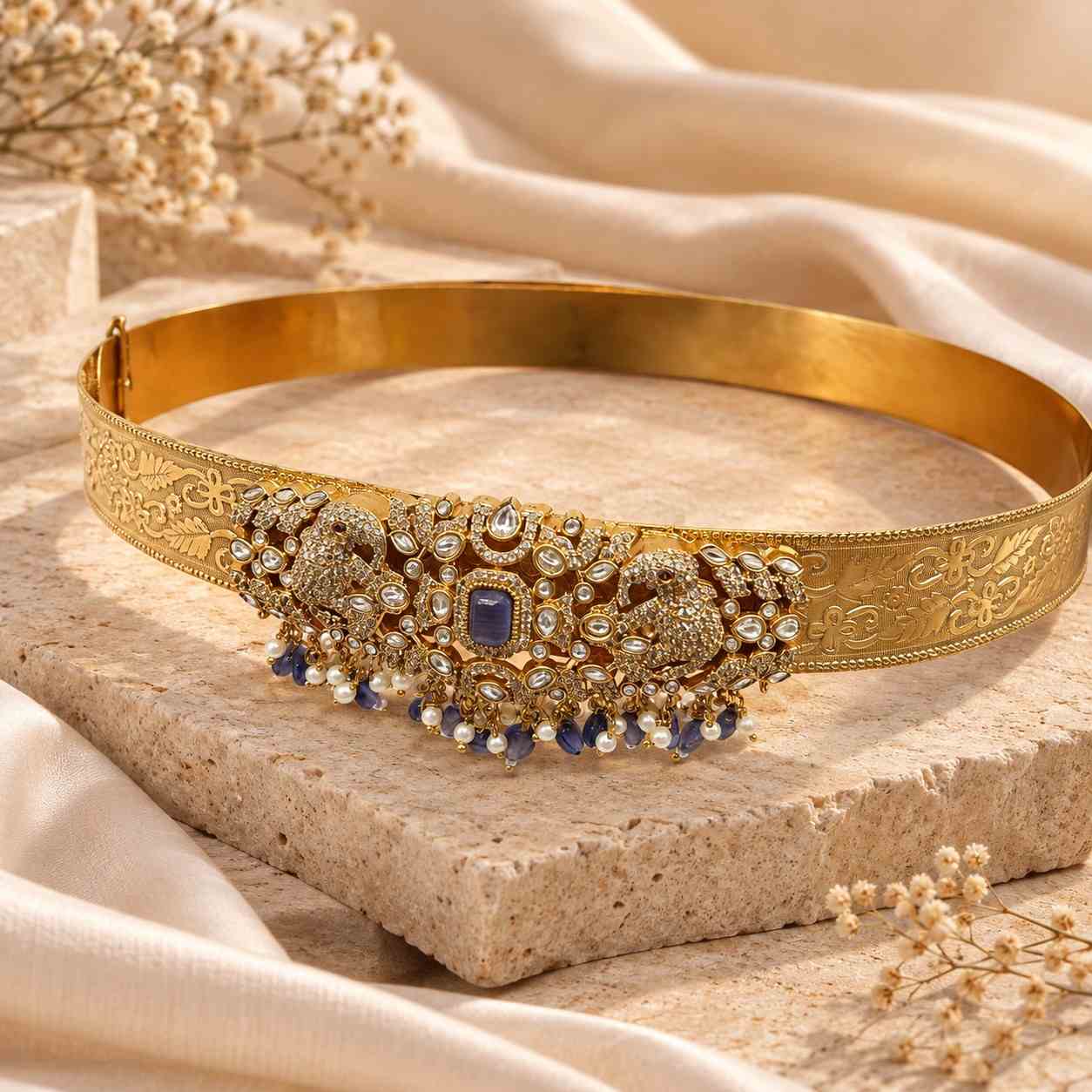 Victoria Gold-Plated Bridal Hip Belt with Stonework By Million Colours